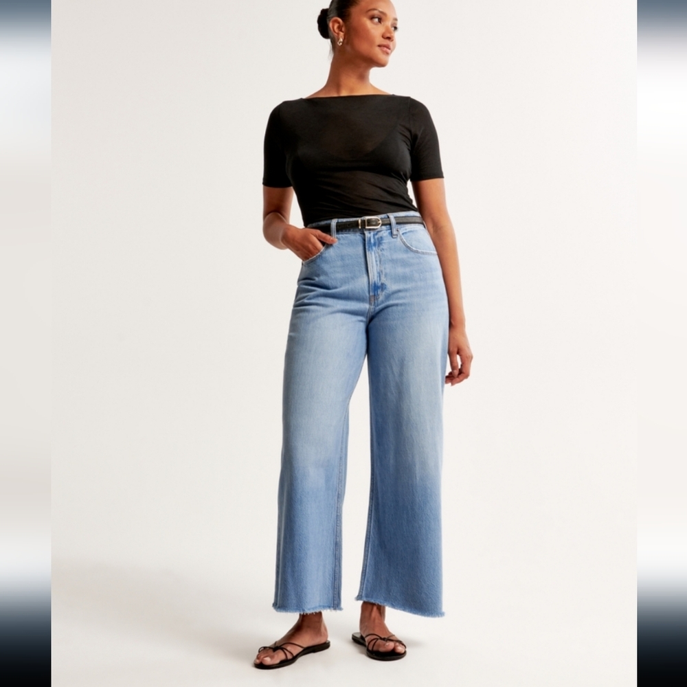 Curve love cropped high rise wide leg jean